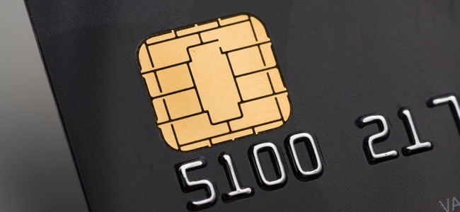 Credit Card Future Closeup of a credit card with a gold chip